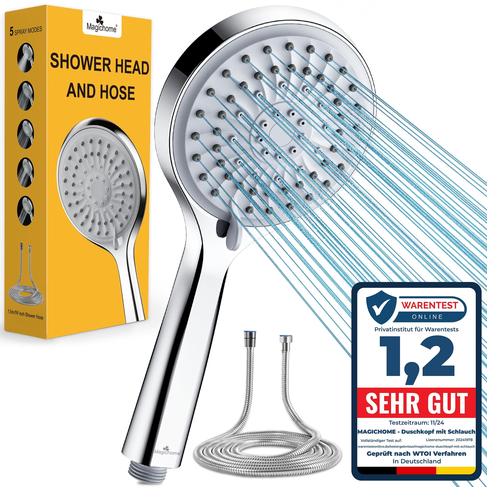 Magichome Duschkopf mit Schlauch 59" Hochdruck Duschkopf 🚿
