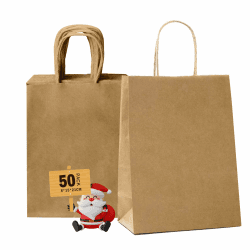 GIFTSAY 50stk Papiertüten mit Henkel Klein Braun 15X8X21cm 🎁🎉