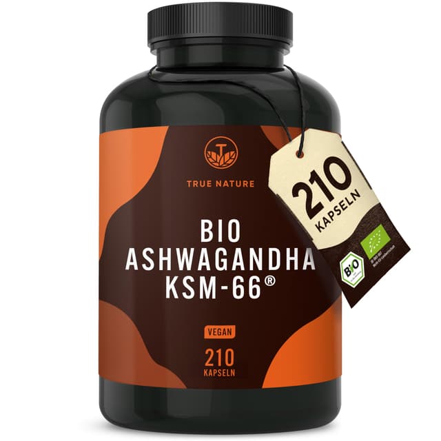 Bio Ashwagandha - KSM-66® Premiumrohstoff - 210 Kapseln - 600mg Tagesdosis - hochdosiert