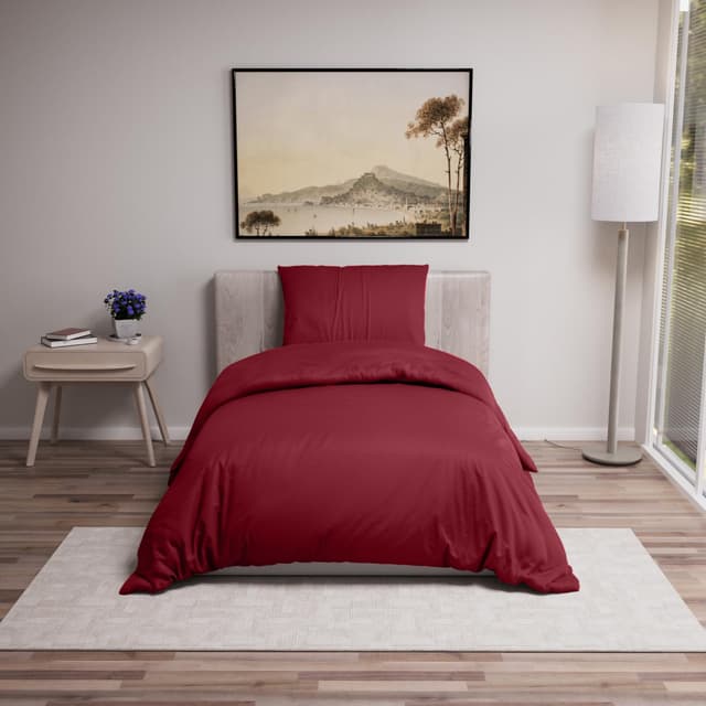Dreamzie - Bettwäsche Set 135x200 cm mit 1 Kissenbezügen 80x80 cm Burgunderrot 🌙