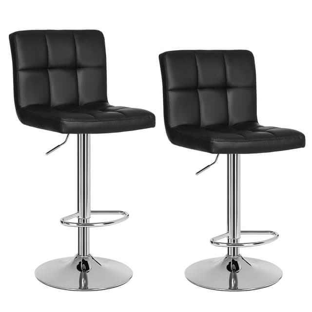 🌟 SONGMICS 2er-set Barhocker mit Lehne höhenverstellung, schwarz, 57 x 44,5 x 115 cm Schwarz PU-Bezug - Angebot!