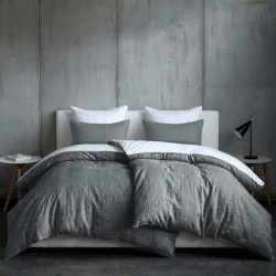 Dreamzie Bettwäsche 135x200 Baumwolle 4Teilig Dunkelgrau 🛏️