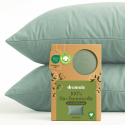 🌿🛏️ Dreamzie Kissenbezug 100% Bio-Baumwolle 40x80cm - 2er Set - Grün