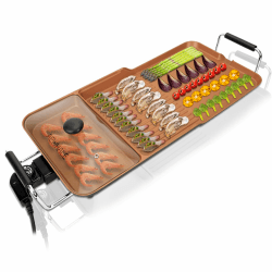 🔥 Angebot! AEWHALE 3-in-1 Tischgrill Elektrisch, 2000W Teppanyaki Grillplatte Gold