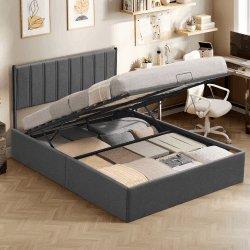 🛏️ VASAGLE Bettgestell 140x200 cm klappbar dunkelgrau RMB614G02 🌟