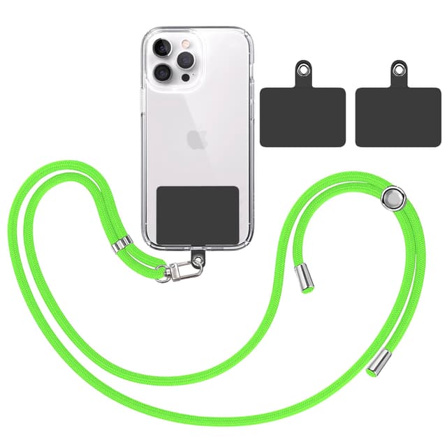 TBOC Band Handykette Schlüsselband Kette Handyschnur [Grün Fluor] + 2 [Schwarz] Zusätzliche Befestigungspatches Aufhängen Nacken Universal Handy - Pad Handyband Patch Karabiner Hülle Lanyard 📱🔑📸