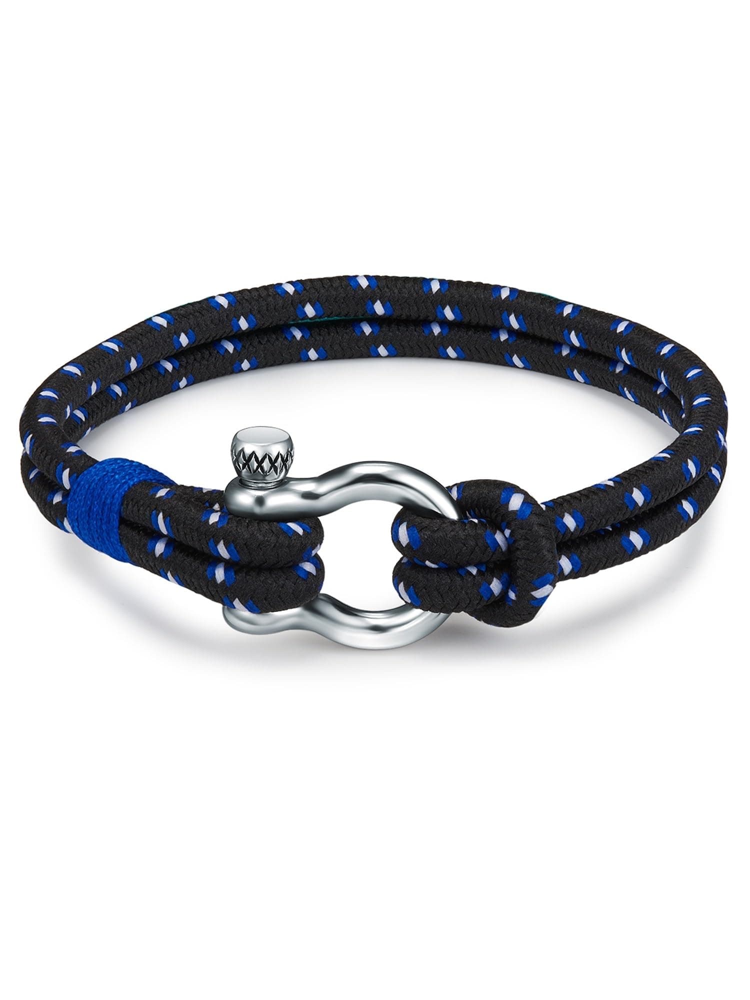 True Rebels Herren-Armband Textil blau Edelstahl - Männer-Schmuck Armbänder Freizeit mit Schäkel-Verschluss 😎