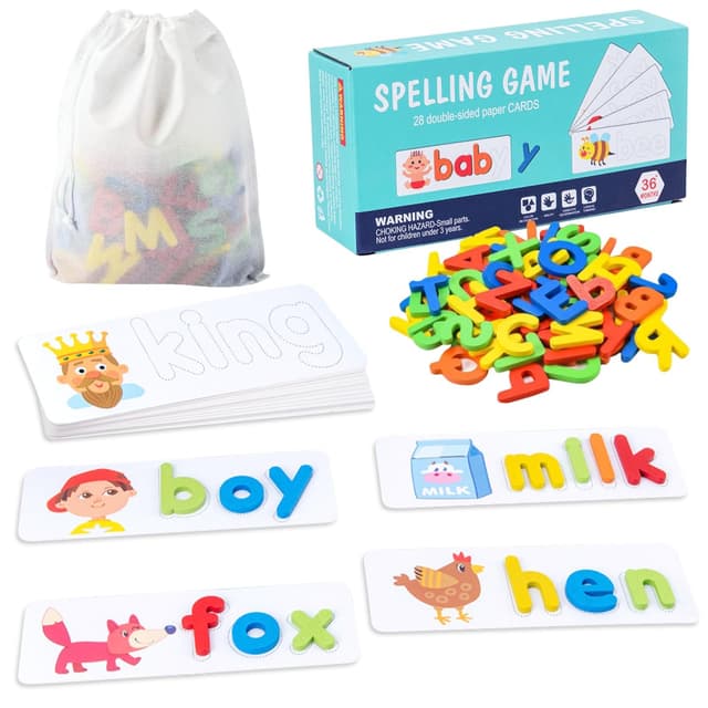 Buchstaben Holz Lernen Spiel - Montessori Spielzeug für Kinder ab 3-8 Jahre 🧩🎁