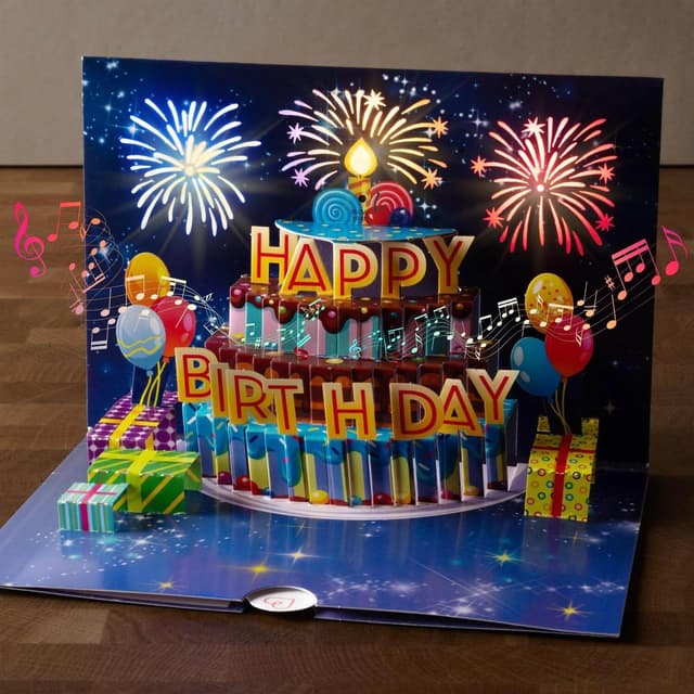 🎉 Papercrush® Pop-Up Geburtstagskarte mit Musik & Licht - Musikalische 3D Geschenkkarte 🎁