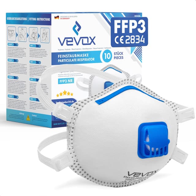 🛡️ VEVOX® FFP3 Maske mit Ventil – Schutz gegen Feinstaub, Schimmel und Asbest