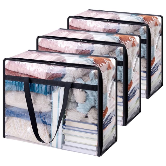 🌟 Lifewit 3 Stück Transparente Plastik Aufbewahrungstasche 40L - Deal des Tages! 🌟