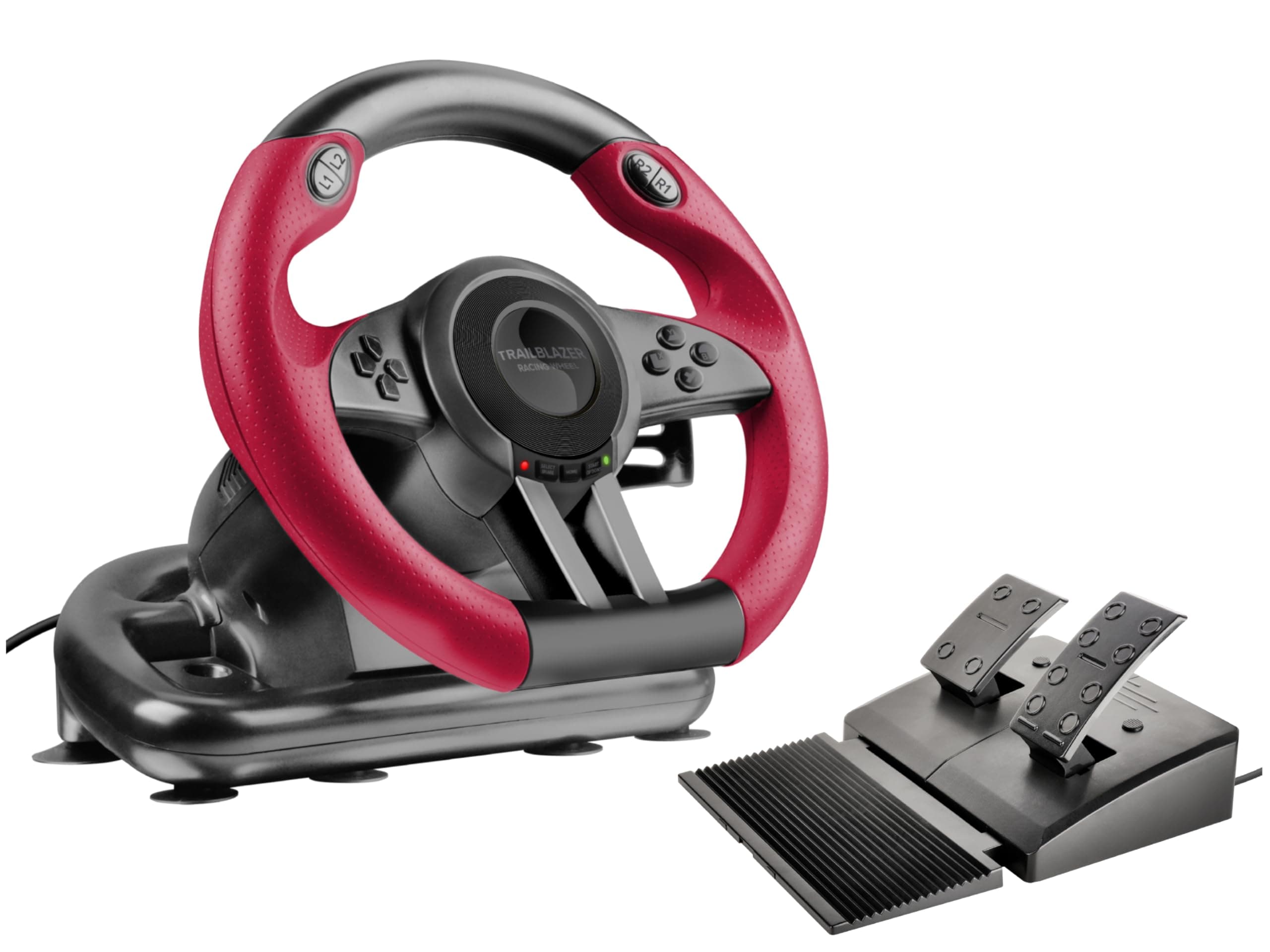 Speedlink TRAILBLAZER Racing Wheel – Gaming Lenkrad für PC, PS4, PS3, Xbox One, Xbox Series, Switch, PC Lenkrad mit Pedalen und Schaltung, Schaltwippen und Schaltknüppel, Force Feedback, schwarz-rot 🎮🏎️