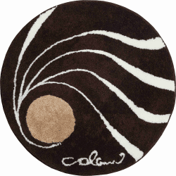 🛁 Exklusiver Designer Badteppich Colani 18 - Braun | 80 cm rund
