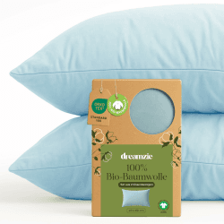 Dreamzie - 100% Bio-Baumwolle - Kissenbezug 40x60 cm Baumwolle - 2er Set - Blau