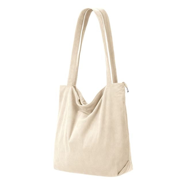 👜 Benpen Cord Uni Tasche Shopper Damen - Große Schultasche mit Reißverschlussfächern