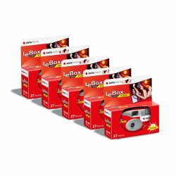 📸 AGFA Photo 601020 LeBox Flash Einwegkamera 5er Pack - Grau und Rot