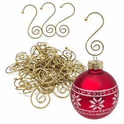 🎄🌟🎁 com-four® 50x Kugelaufhänger für Weihnachtsbaumschmuck - Aufhänger für Christbaumkugeln - Goldfarben