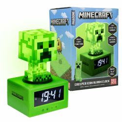Minecraft Creeper Wecker - Offiziell Lizenziertes Icon Musik & Nachtlicht für Kinder und Jugendliche