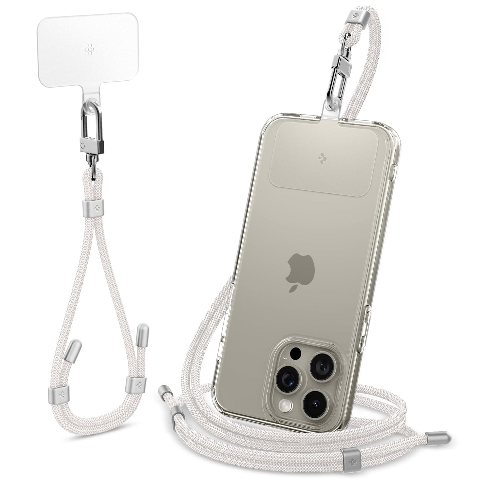 Spigen Handykette Universal Handyhülle mit Band zum Umhängen & Handschlaufen Set - Perlweiß ⚪