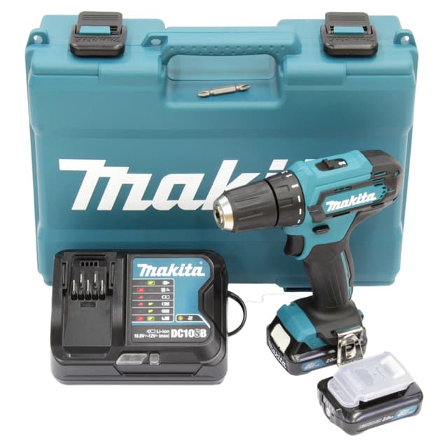 🔧🔋 Makita DF333DSAE Akku-Bohrschrauber 12 V max. / 2,0 Ah, 2 Akkus + Ladegerät im Transportkoffer, Schwarz, Blau Single mit 2 Akkus + Ladegerät