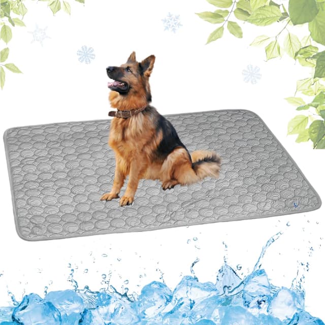 LEZUAN Kühlmatte Hunde, Selbstkühlende Hundematte, Kühldecke Katzen, Ungiftig Kühlkissen für Haustiere, Waschbar Hund Kältematte für Drinnen, Draußen und Auto(Grau,70x100cm) 70x100cm Grau 🐾