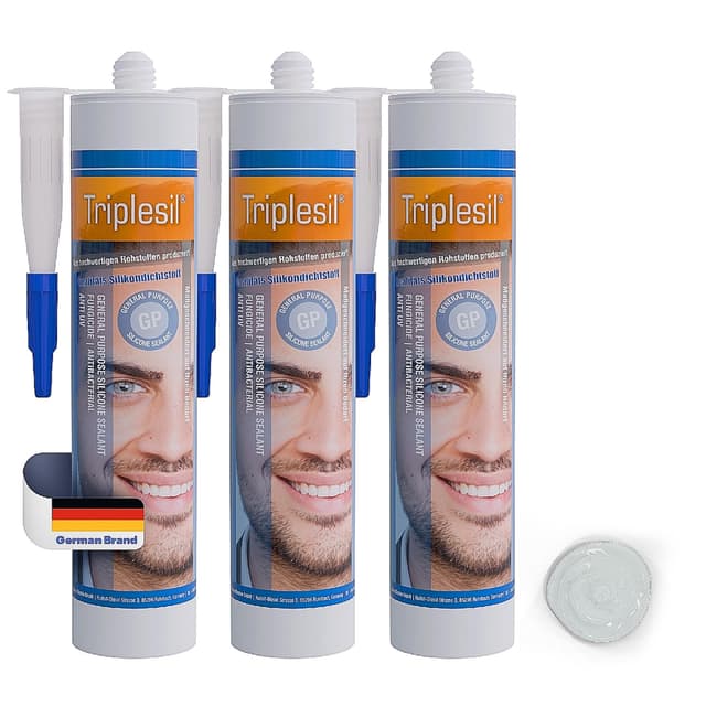 🔥 Triplesil Silikon Dichtstoff 3x310 ml Transparent - Für Sanitär und Außenbereich