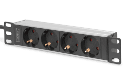 DIGITUS 4-Fach Steckdosenleiste - 1HE - 10-Zoll (254 mm) - Rack-Montage in Netzwerk-Schrank - DN-95418 - Silber/Schwarz 🔌🔋💻