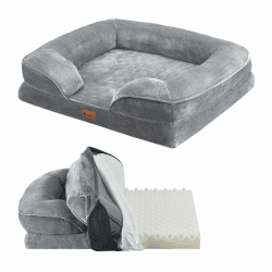 🐶 Juskys Hundebett Sheena M orthopädisch & flauschig - Hundesofa 72 x 60 x 17 cm Grau
