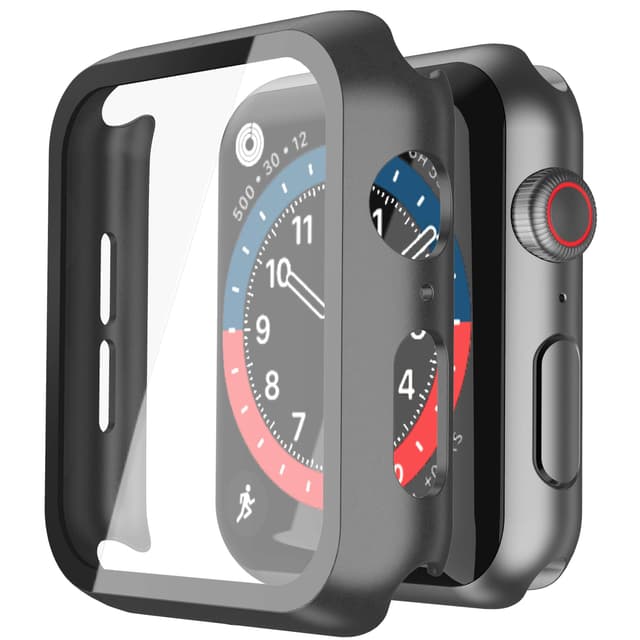 Misxi Schwarz Hard Hülle Mit Glas Displayschutz für Apple Watch Series 6 / SE / Serie 5 / Series 4 40mm