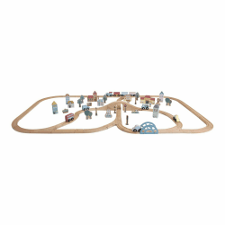 🚂 Little Dutch 4487 Holz Eisenbahn mit Schienen Starter Set XXL 🚆