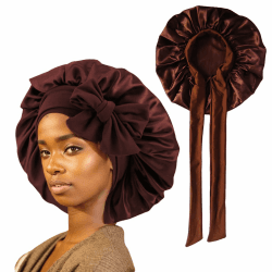 🌙🎁 HIQIU Damen Haare Pflege Satin Bonnet Schlafhaube - Seide Verstellbare Schlafmütze