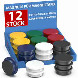 🌟 REORDA® Starke Magnete für Magnettafel - 12x Whiteboard, Pinnwand, Kühlschrank & Tafelmagnete 🌈