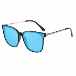 DUCO Sonnenbrille für Damen Polarisiert Sonnenbrille mit UV400 Schutz Vintage Klassisch Runde Metall Rahmen Leichtgewicht Sonnenbrillen W016 12- Black Frame Revo Blue Lens 🕶️