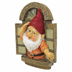 🌳🍄 Design Toscano Knothole-Zwerge, Willkommen, Baumfiguren: Fensterzwerg Window Gnome 🍄🌳