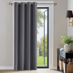 🌟 PONY DANCE Thermovorhang Hitzeschutz Türvorhang 🌞 Blickdicht 1 Stück H 210 x B 132 cm Verdunkelungsvorhang Grau Tür Gardinen mit Ösen Vorhänge Wohnzimmer Blackout Curtain H210 x B132 cm (1er Pack) 🏡