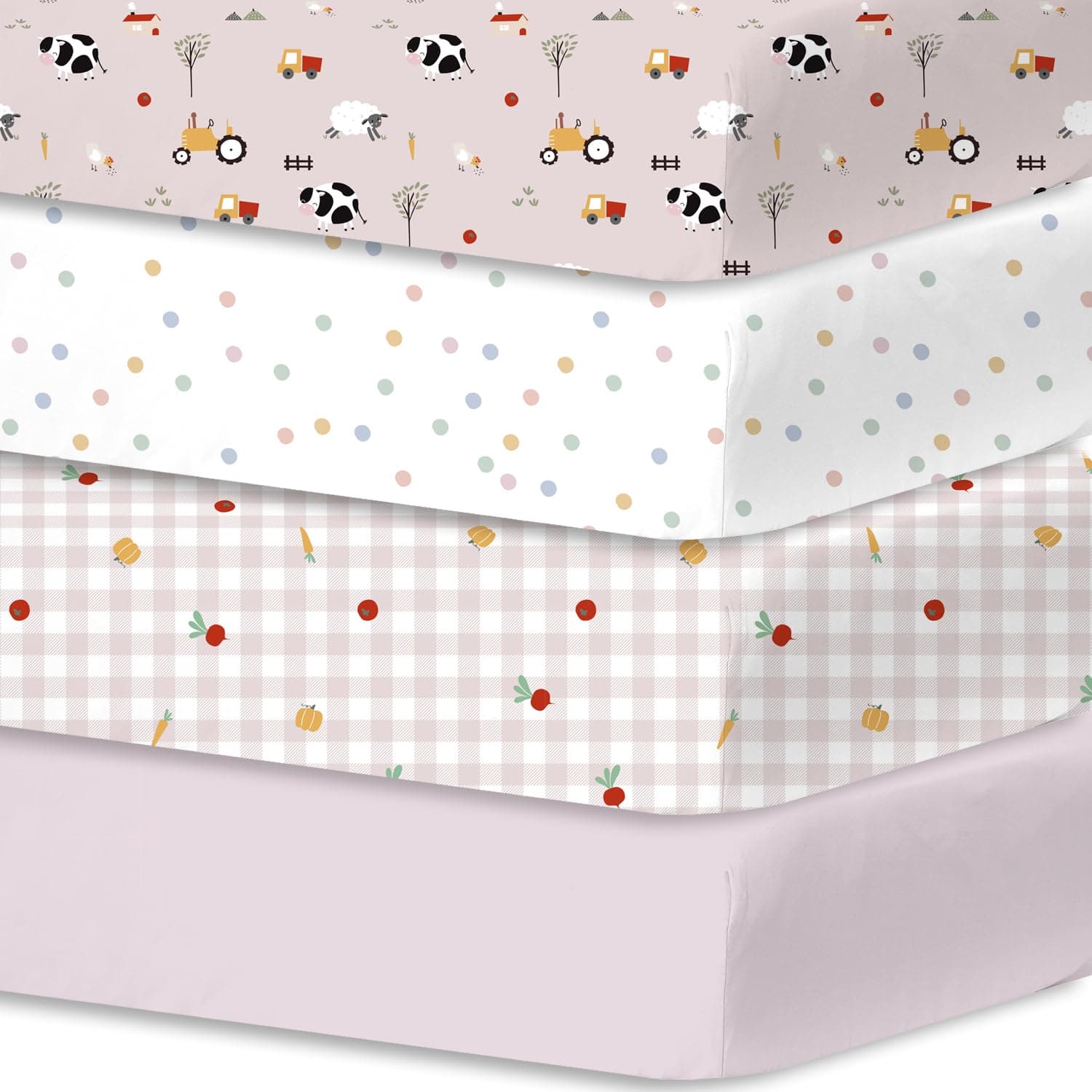 👶🏼🌟 Little Grape Land 4er-Pack Spannbettlaken 60x120 cm für Baby- und Kinderbetten