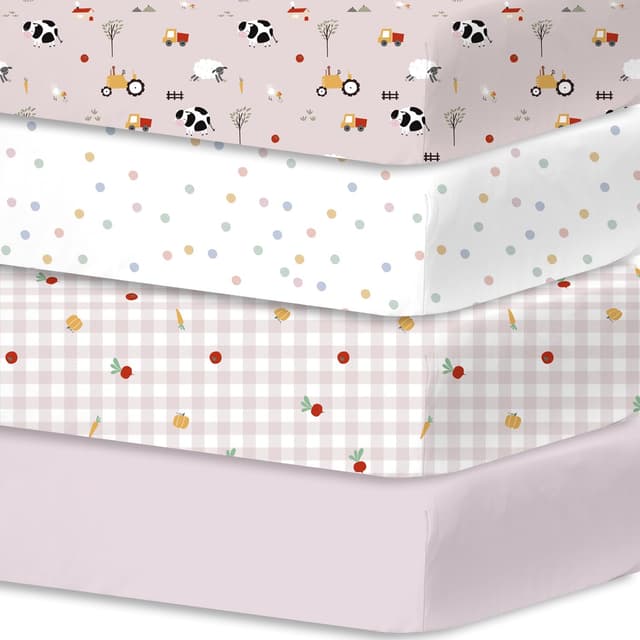👶🏼🌟 Little Grape Land 4er-Pack Spannbettlaken 60x120 cm für Baby- und Kinderbetten