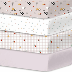 👶🏼🌟 Little Grape Land 4er-Pack Spannbettlaken 60x120 cm für Baby- und Kinderbetten