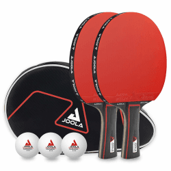 🏓 JOOLA Tischtennis Set Duo PRO 2 Tischtennisschläger + 3 Tischtennisbälle + Tischtennishülle, rot/schwarz, 6-teilig Set Duo Pro Single 🏓