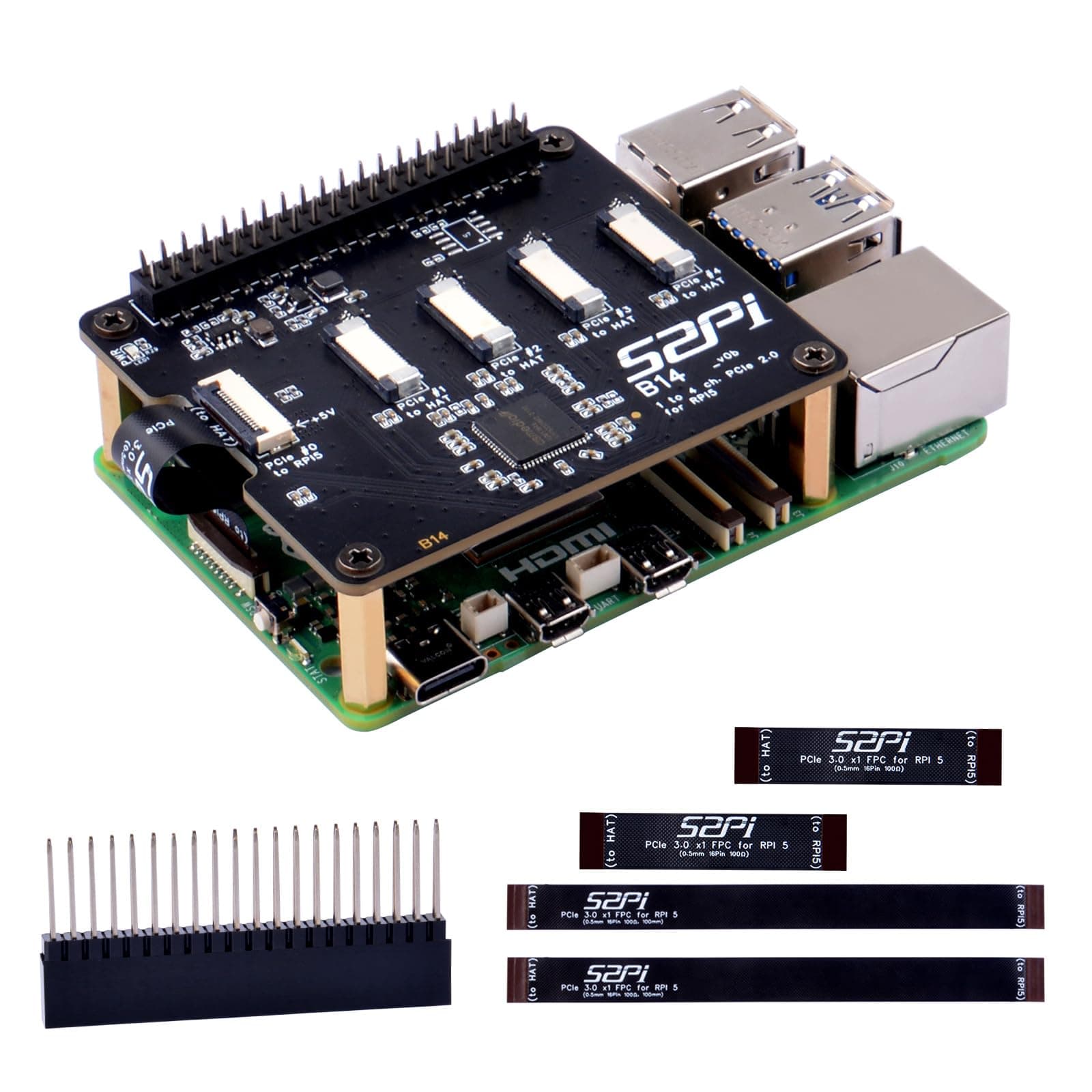 🚀 GeeekPi Quad FPC PCIe HAT für Raspberry Pi 5 - B14 HAT PCIe Interface