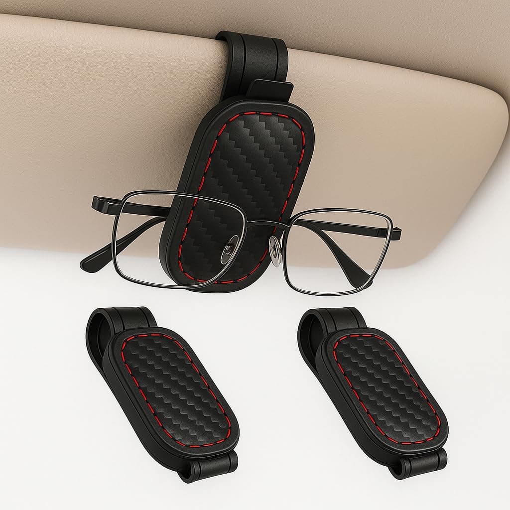 🕶️🚗 2 Stück Brillenhalter für Auto: Magnetischer Brillenhalter aus Leder