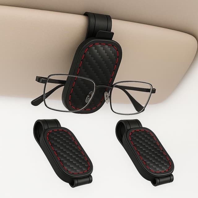 🕶️🚗 2 Stück Brillenhalter für Auto: Magnetischer Brillenhalter aus Leder