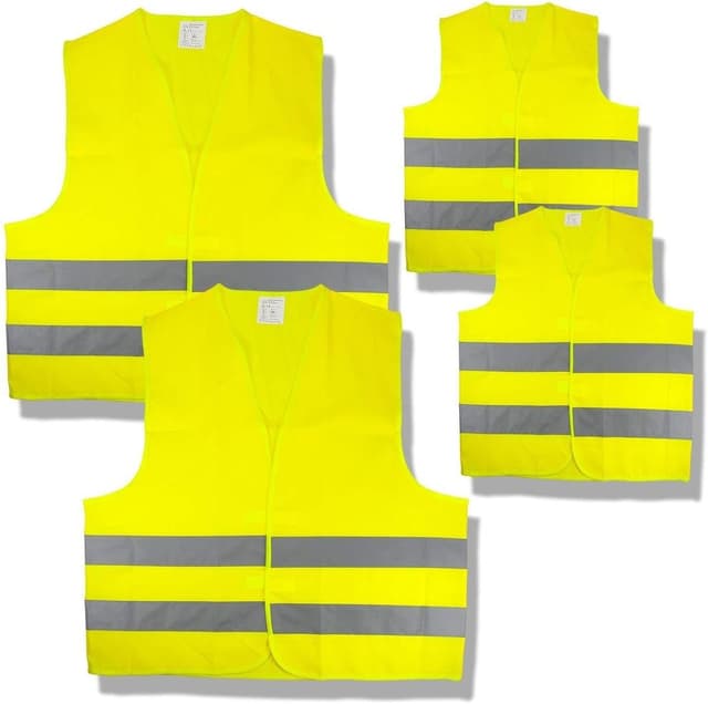 🚨👨‍👩‍👧‍👦 CARTREND 50252 Warnweste Sicherheitsweste Polyester 4er Family-Set 🚨👨‍👩‍👧‍👦