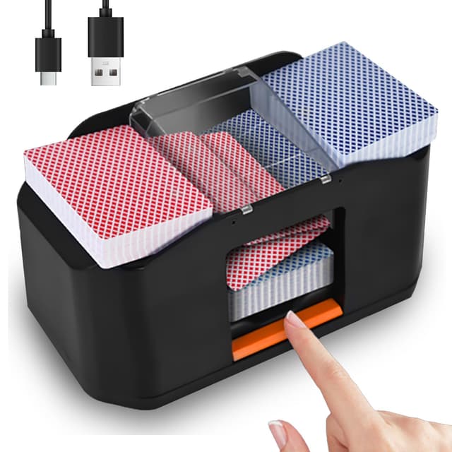🃏 QUICARD Geräuscharmer und wiederaufladbarer Kartenmischer für 2 Kartensätze 🀄️ 2000 mAh
