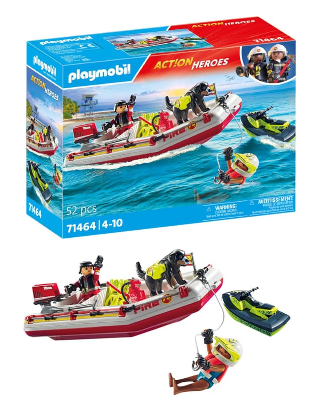 🚒🌊 PLAYMOBIL Action Heroes 71464 Feuerwehrboot mit Aqua Scooter 🌊🚤