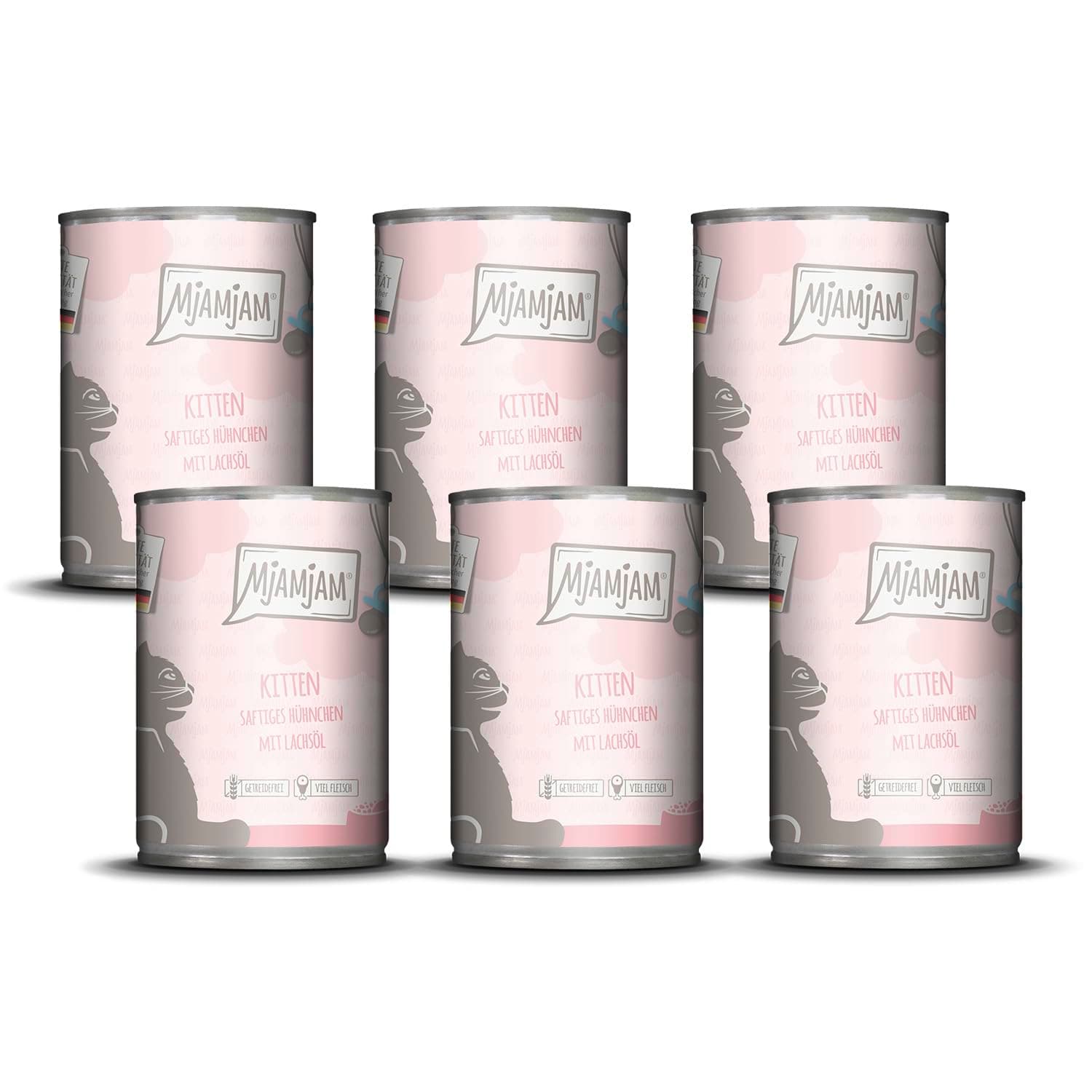 😺🍽️ MjAMjAM - Premium Nassfutter für Katzen - Kitten saftiges Hühnchen mit Lachsöl, 6er Pack (6 x 400 g)