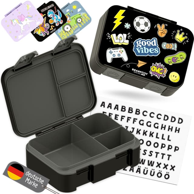 BEARFOOT Bento Box COMPACT | BPA-freie Kinder Brotdose für Schule & Kindergarten 🐻🥪🎨