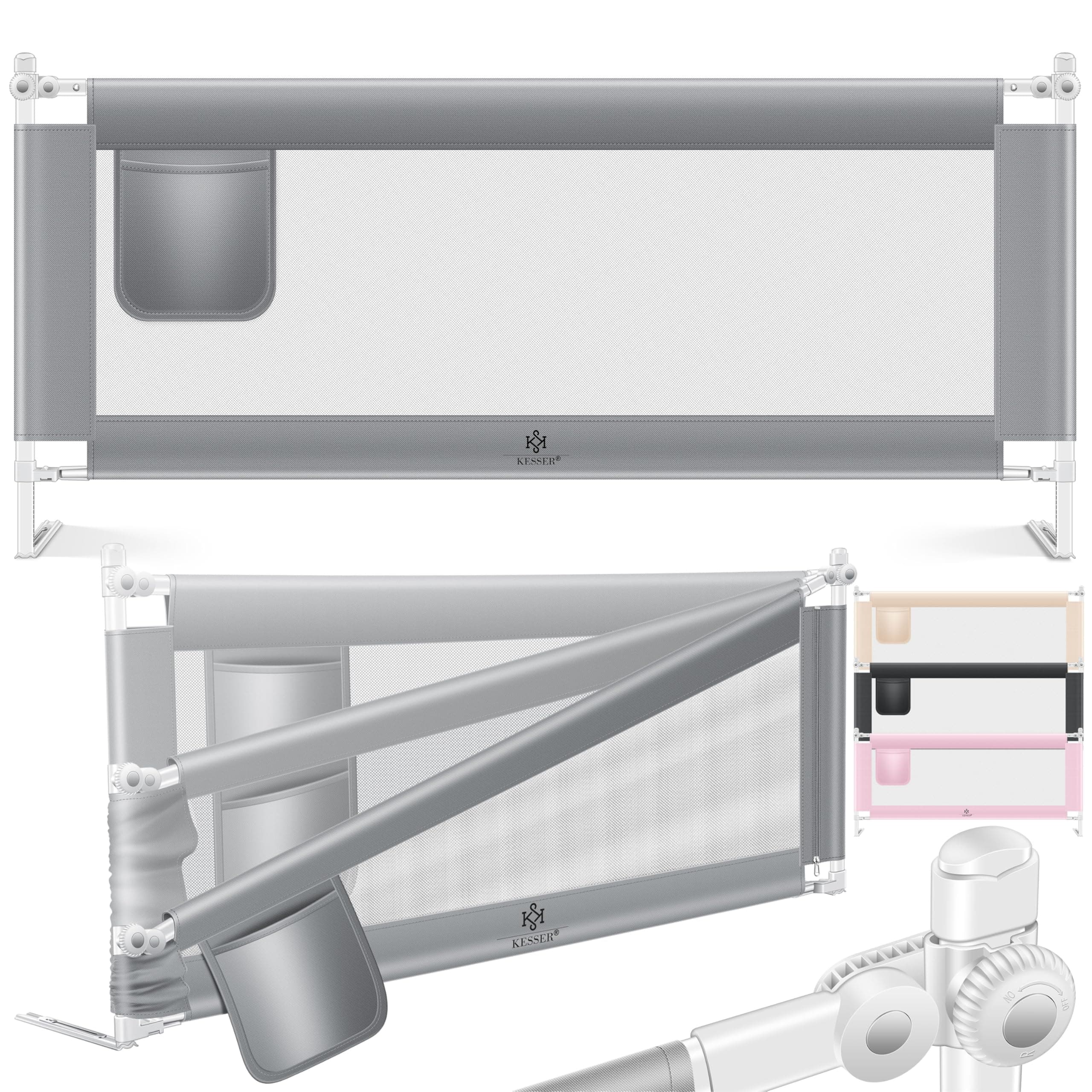 🌟 KESSER® Bettgitter 200cm Bettschutzgitter für Kinder 🛌