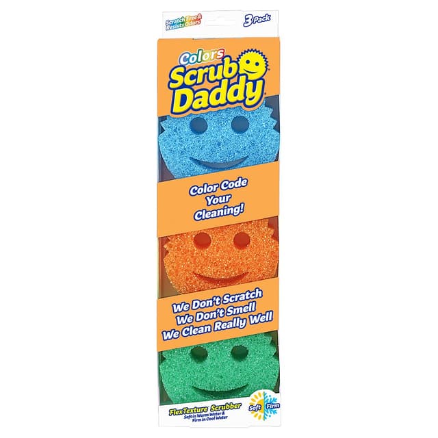 🌈 Scrub Daddy Colors Spülschwamm, Putzschwämme im Multipack - Texturveränderung, kratzfreier Schmutzradierer Schwamm für die Küche