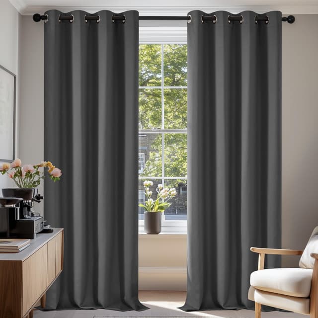 🌙 Deconovo Verdunklungsvorhänge Gardinen 2er Set H175 x B140 cm Dunkelgrau